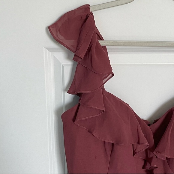 Revelry Scarlet Chiffon Ruffle Maxi Dress 29584 - Picture 4 of 16